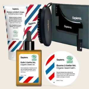 Coffret Barbe – Soins Intenses – Sapiens - Vue de face sur fond beige