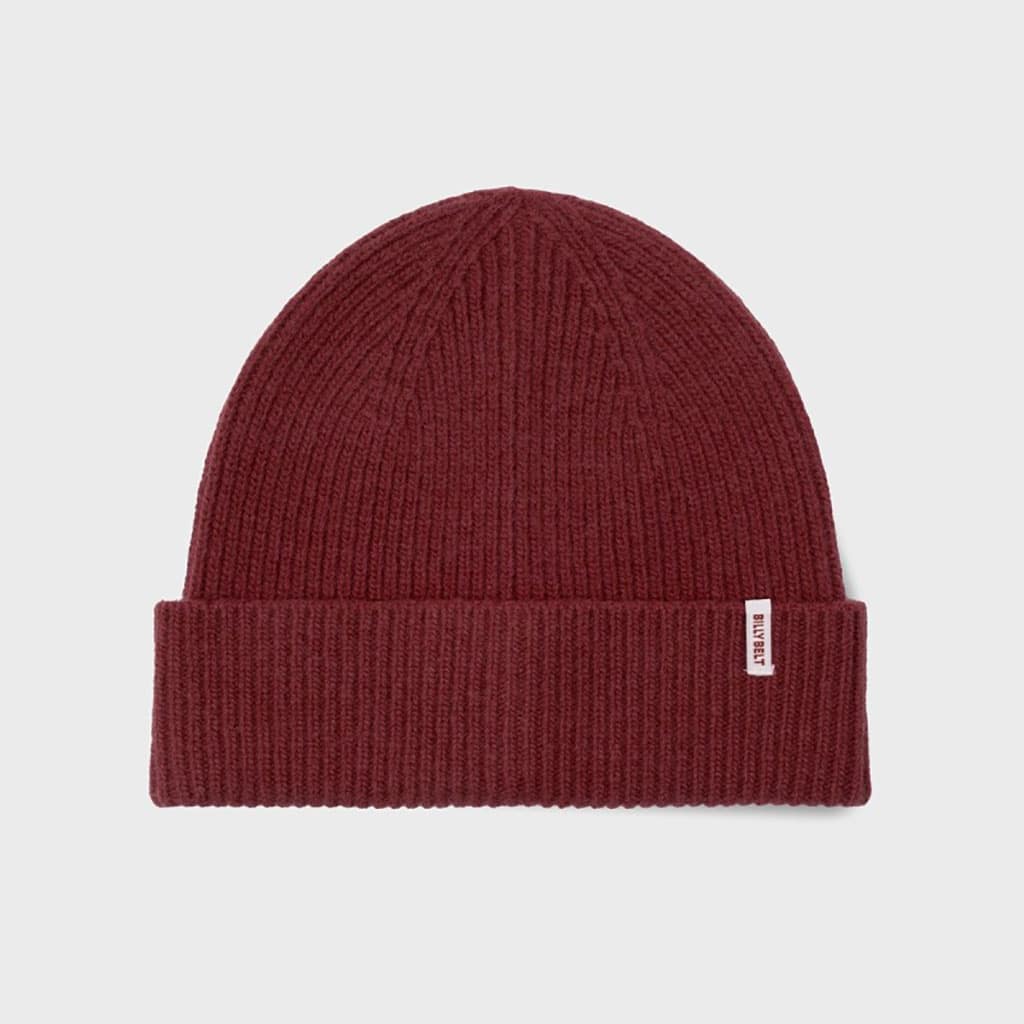 un bonnet en laine d'agneau terracotta Billybelt, vue de face sur fond blanc