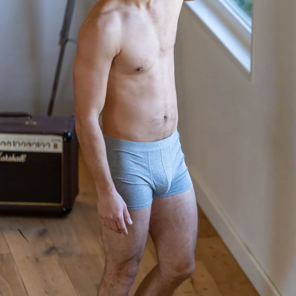 un boxer en coton biologique gris clair Billybelt, vue de côté