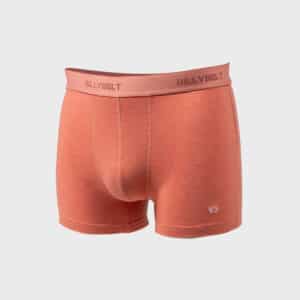 un boxer en coton biologique rouge corail Billybelt, vue de face sur fond blanc