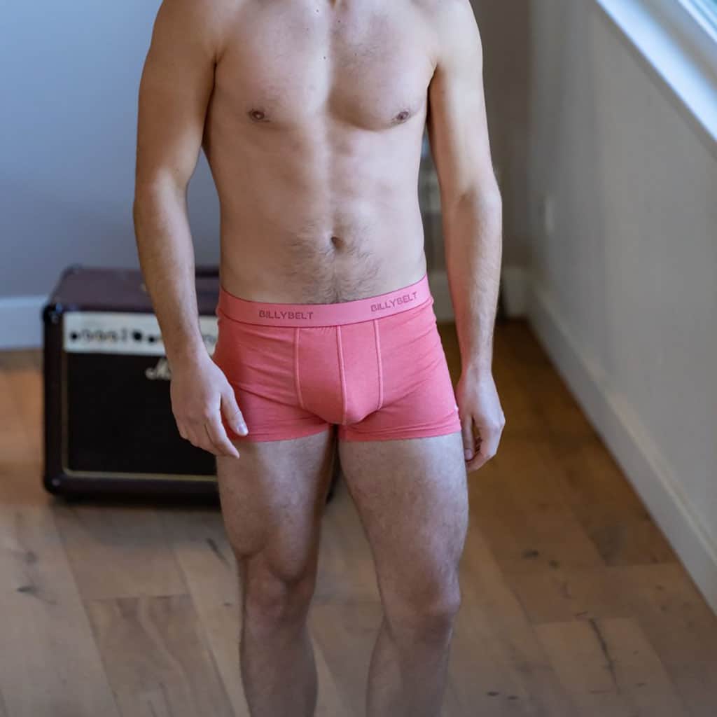 un boxer en coton biologique rouge corail Billybelt, vue de face