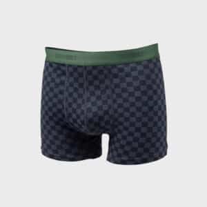 un boxer en coton biologique "checkmate" Billybelt, vue de face sur fond blanc