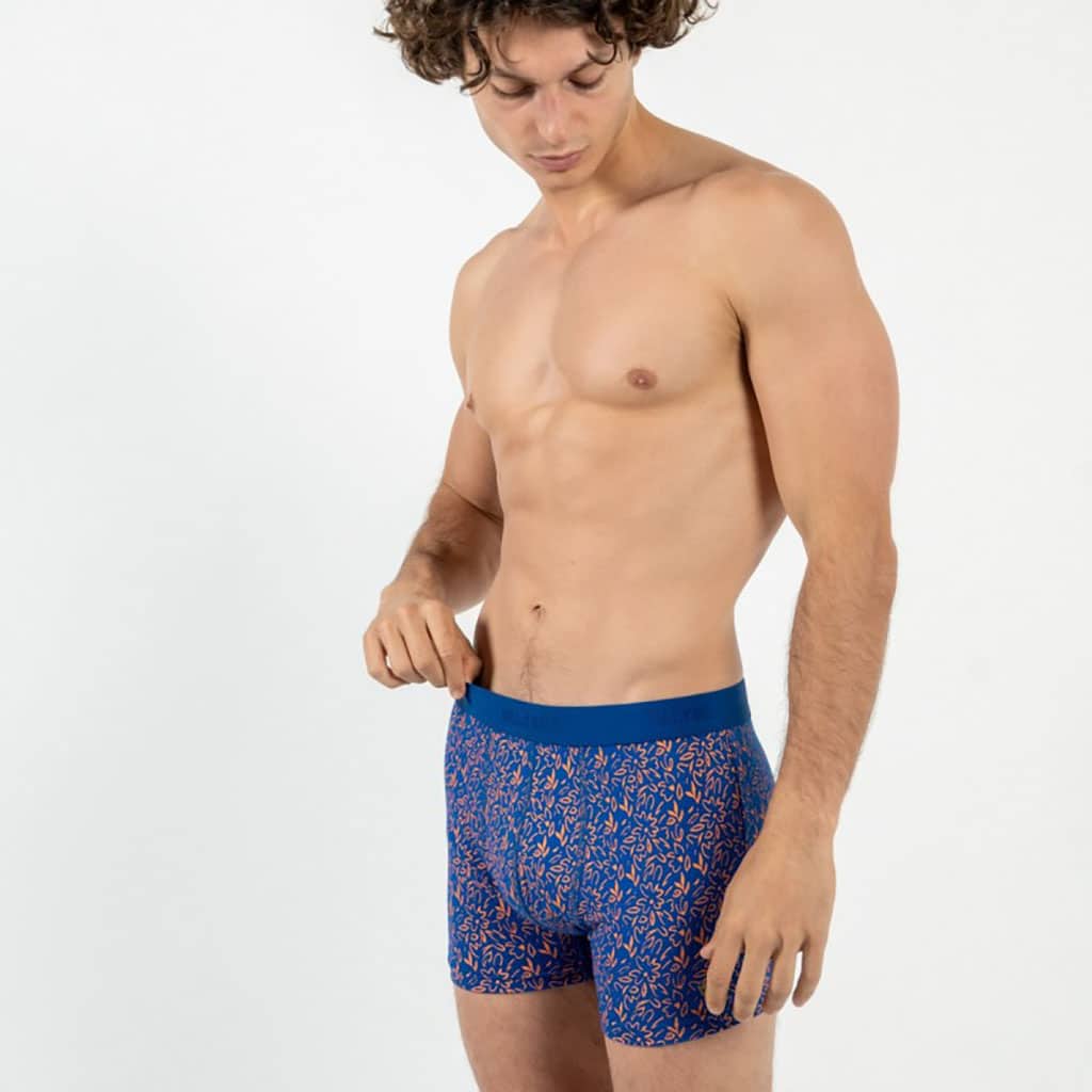 un boxer en coton biologique "Flower Power" Billybelt, vue de côté