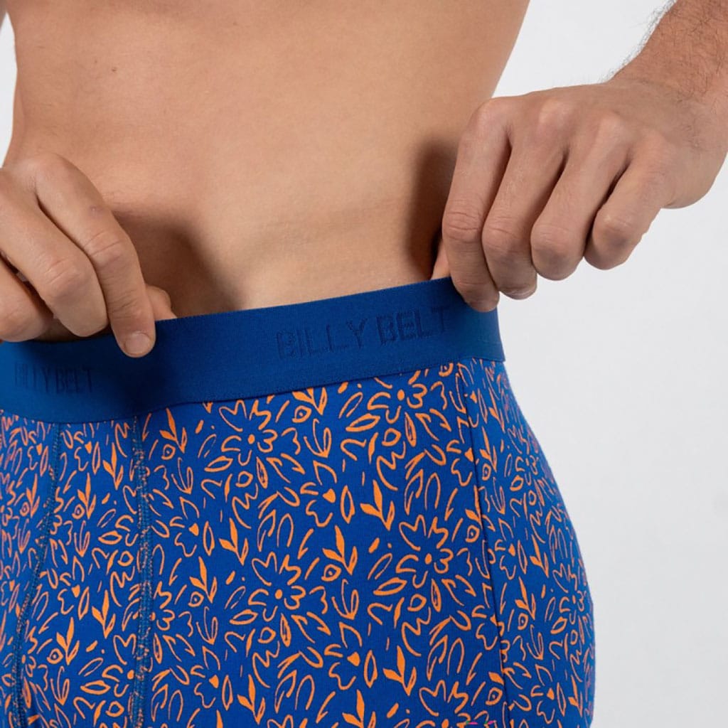 un boxer en coton biologique "Flower Power" Billybelt, zoom sur le tissu