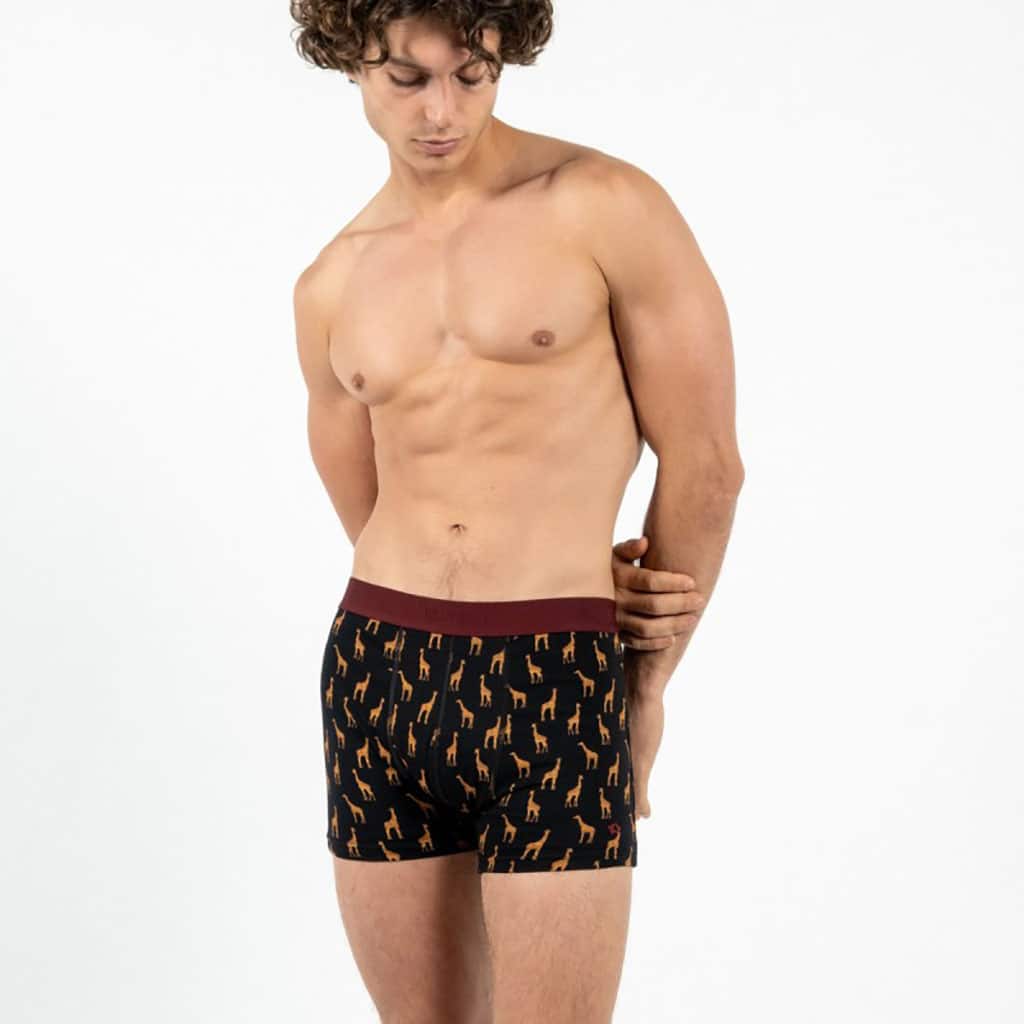 un boxer en coton biologique "Girafe" Billybelt, vue de face