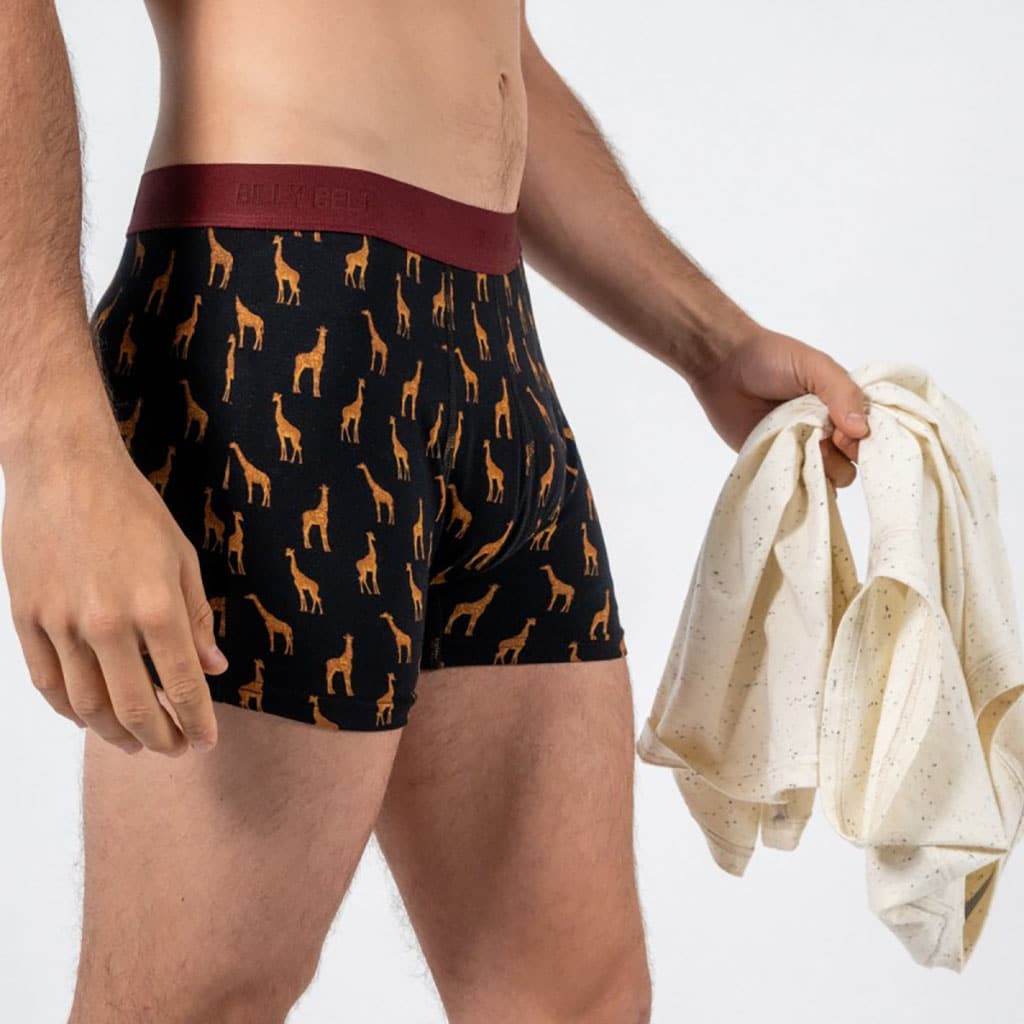 un boxer en coton biologique "Girafe" Billybelt, vue de côté