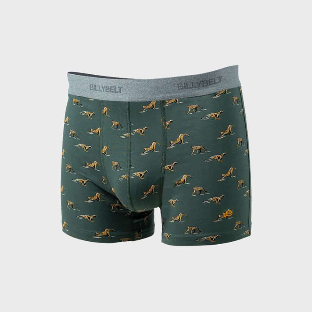 un boxer en coton biologique "green wild" Billybelt, vue de face sur fond blanc