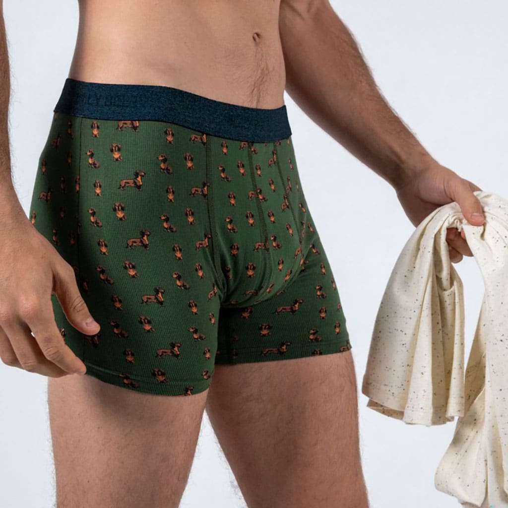 un boxer en coton biologique "Teckel" Billybelt, vue de côté