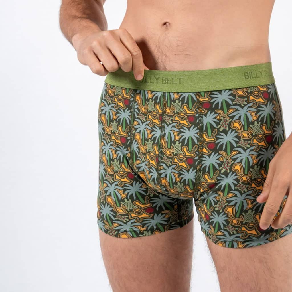 un boxer en coton biologique "Tropical" Billybelt, vue de face