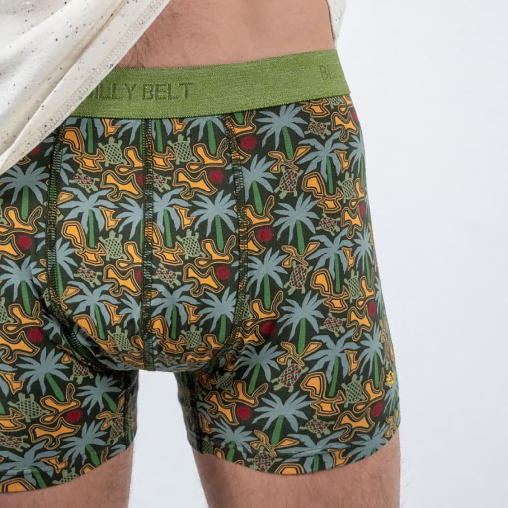 un boxer en coton biologique "Tropical" Billybelt, vue de face