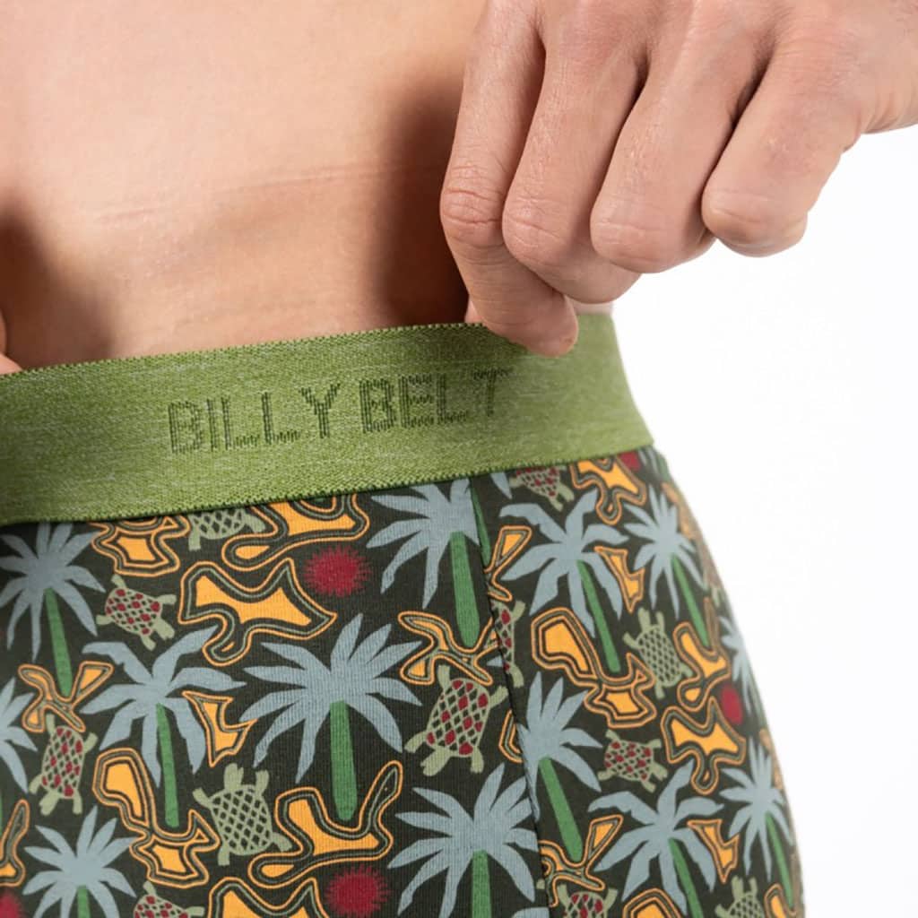 un boxer en coton biologique "Tropical" Billybelt, zoom sur le tissu