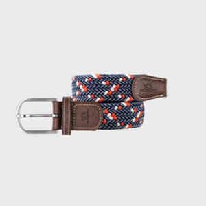 une ceinture élastique tressée "Frenchie" Billybelt, vue de face sur fond blanc