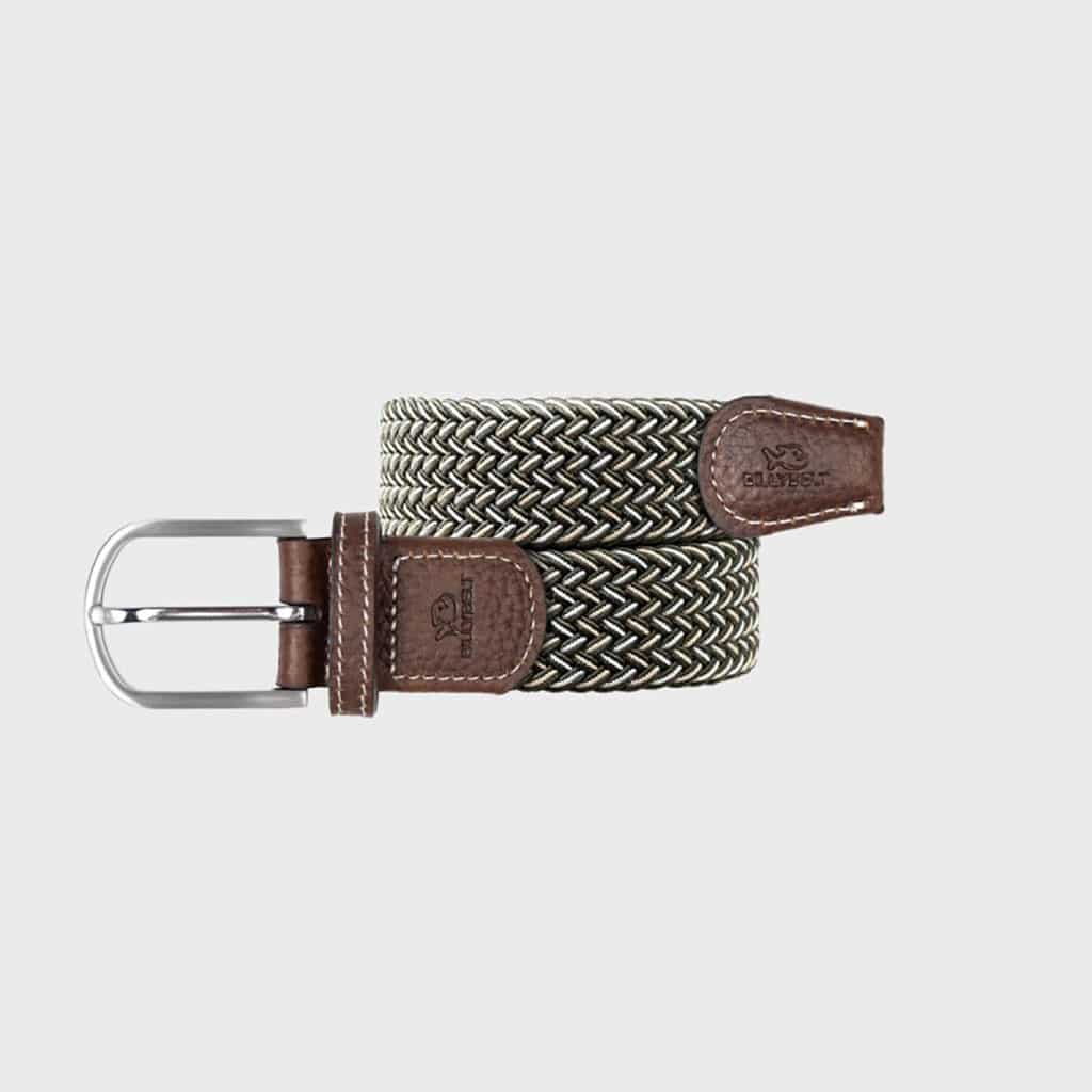 une ceinture élastique tressée "Québec" Billybelt, vue de face sur fond blanc