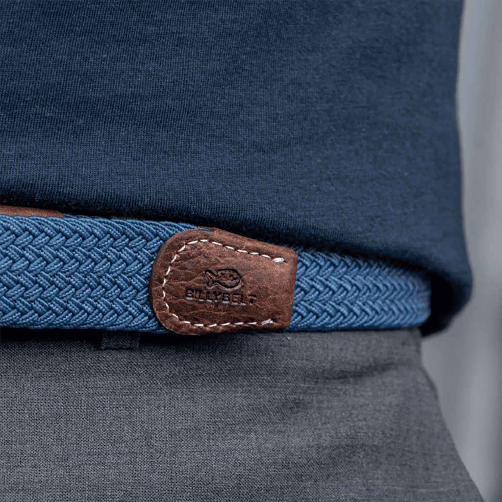 une ceinture élastique tressée "Air Force" Billybelt, zoom sur le cuir