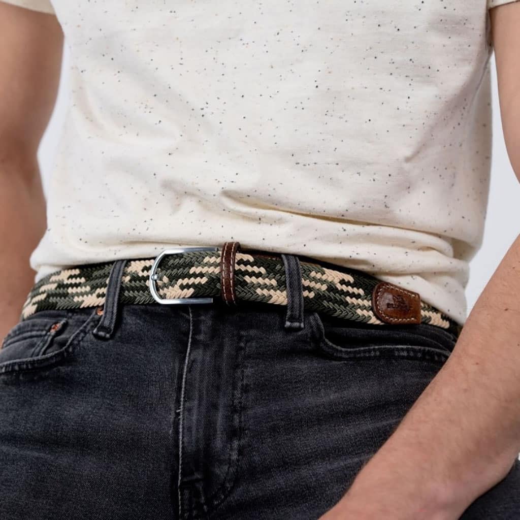 une ceinture élastique tressée "Amazonie" Billybelt, vue de face