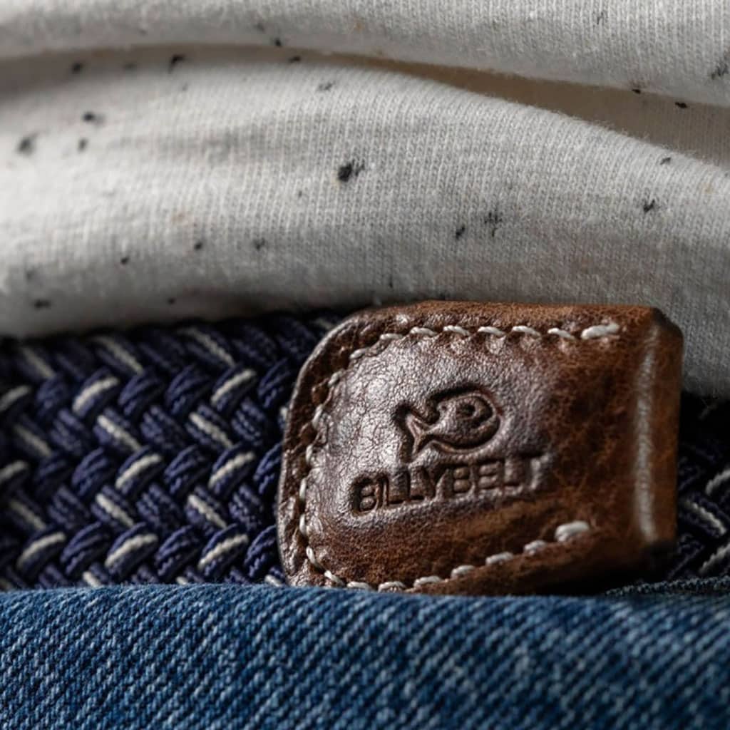 une ceinture élastique tressée "Héraklion" Billybelt, zoom sur le cuir