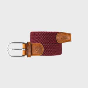 une ceinture élastique tressée grenat Billybelt, vue de face sur fond blanc