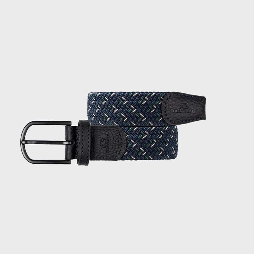une ceinture élastique tressée "Knokke" Billybelt, vue de face sur fond blanc