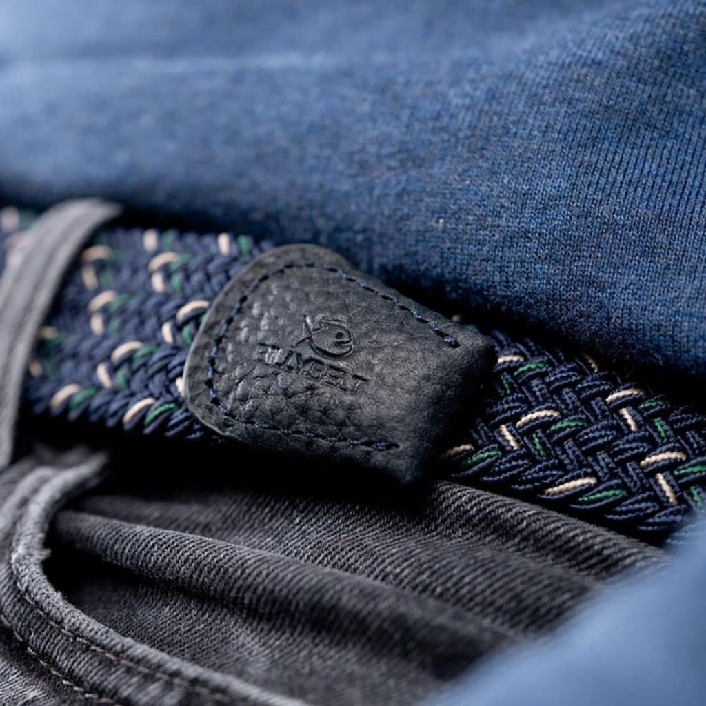 une ceinture élastique tressée "Knokke" Billybelt, zoom sur le cuir