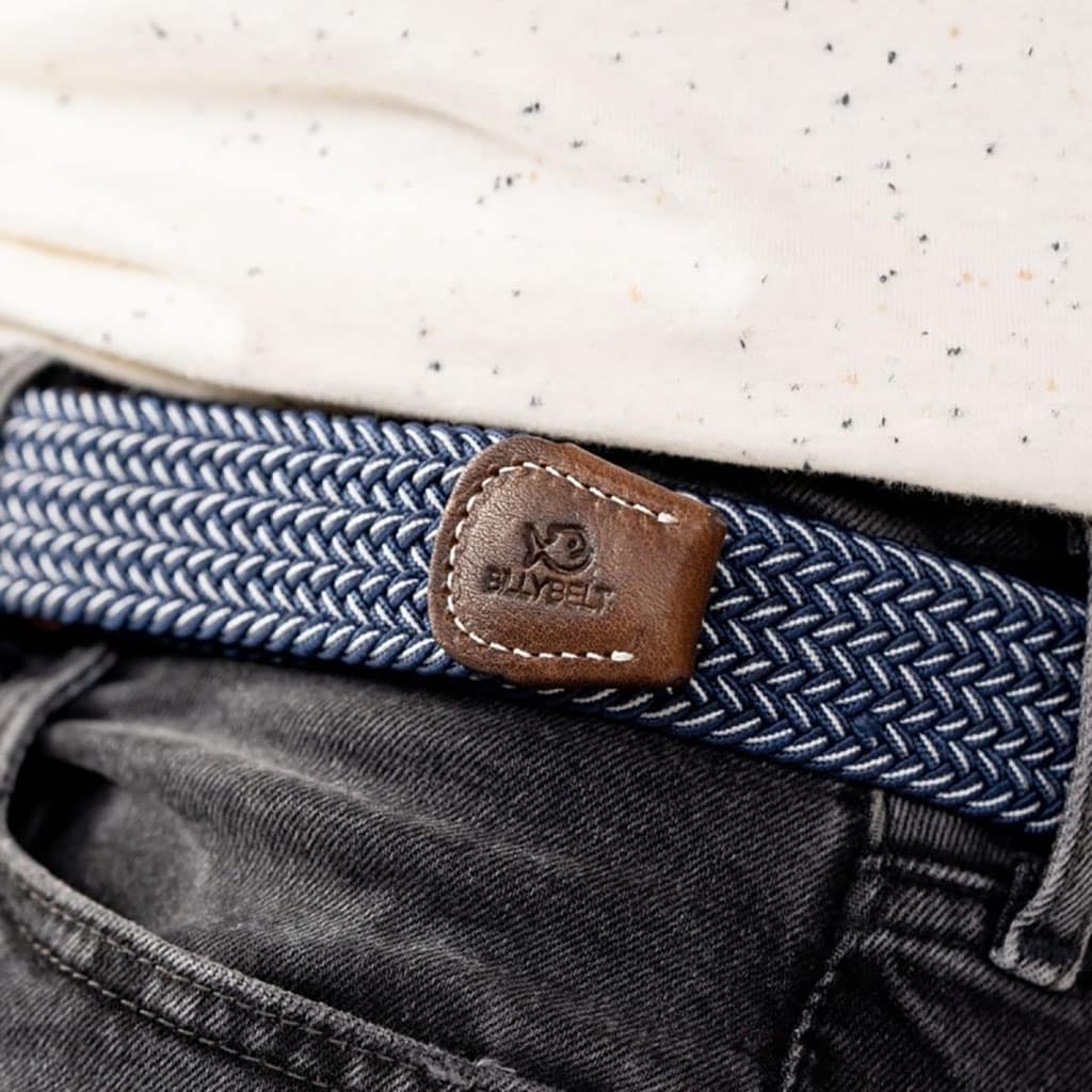 une ceinture élastique tressés "Bogota" Billybelt, zoom sur le cuir