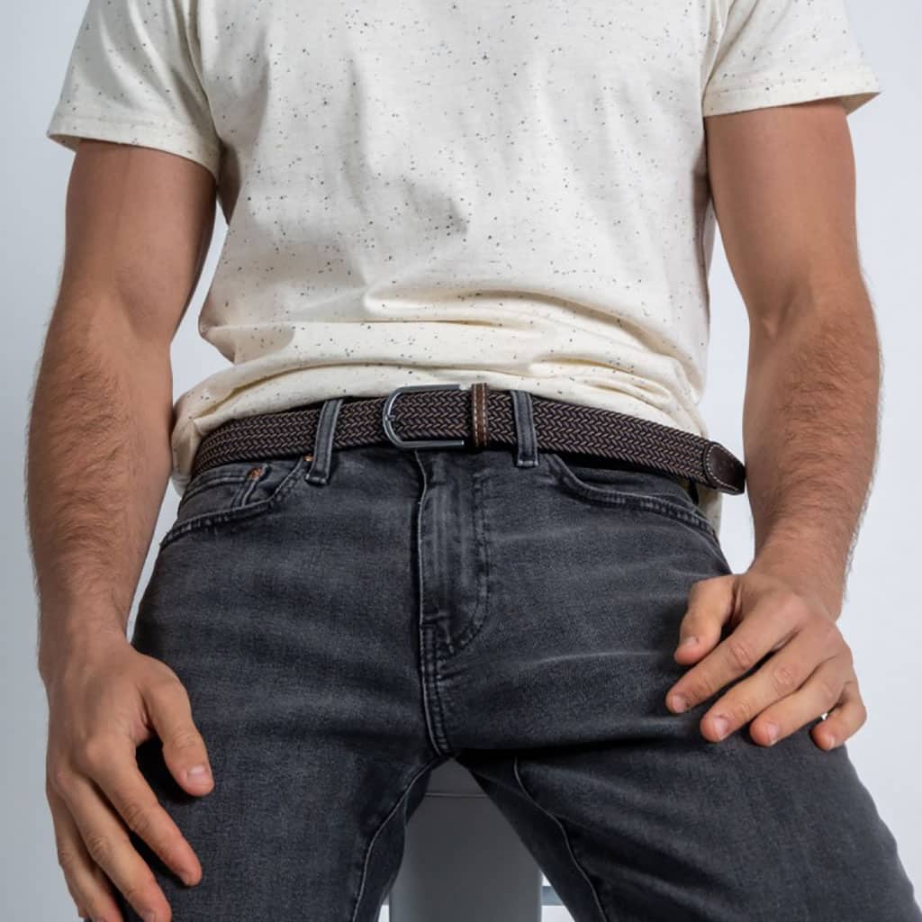 une ceinture élastique tressée "Havane" Billybelt, vue de face
