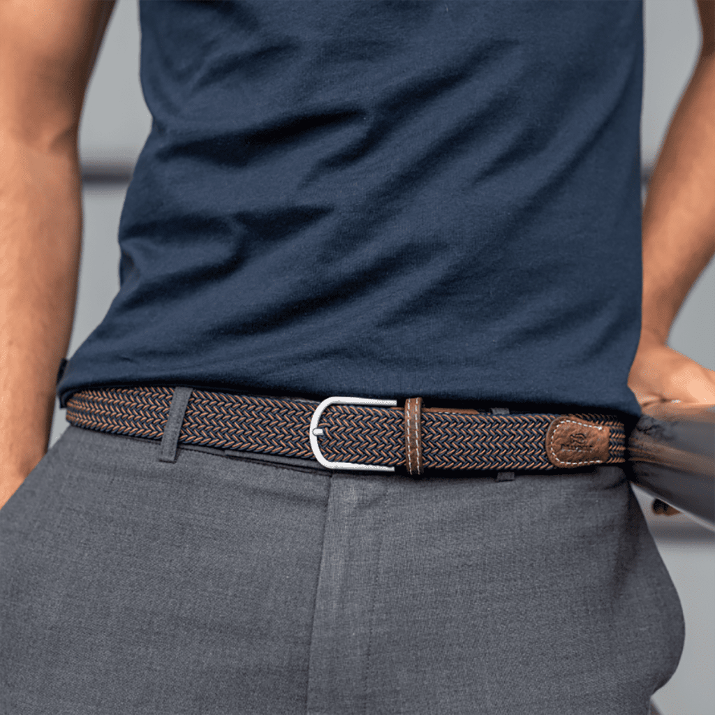 une ceinture élastique tressée "Havane" Billybelt, vue de face
