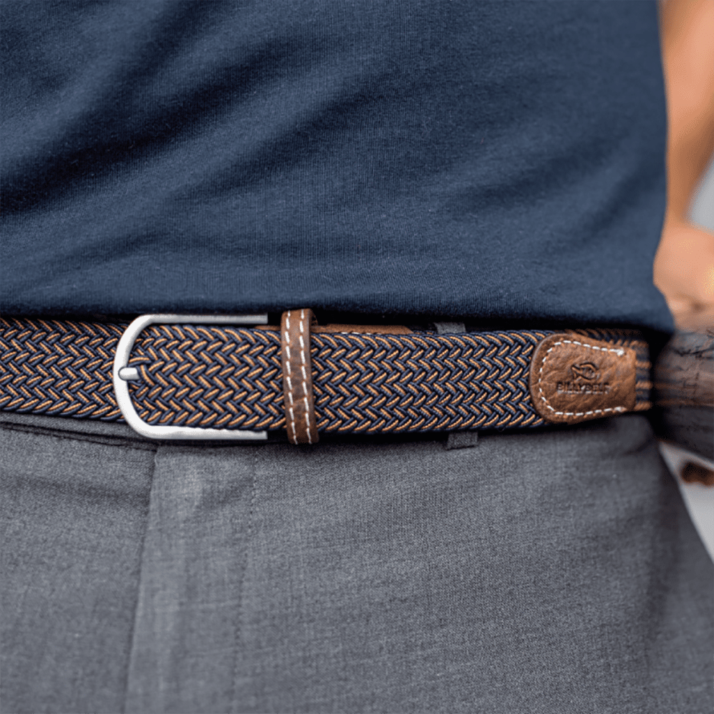 une ceinture élastique tressée "Havane" Billybelt, vue de face