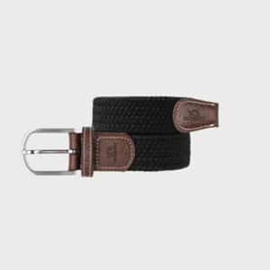 une ceinture élastique tressée noir réglisse Billybelt, vue de face sur fond blanc