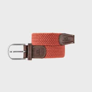 une ceinture élastique tressée rouge oriental Billybelt, vue de face sur fond blanc