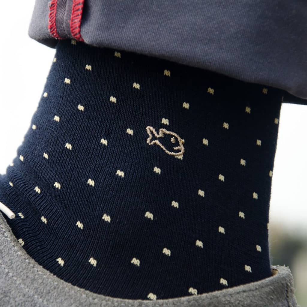 une paire de chaussette en coton peigné beige "square" Billybelt, zoom sur le motif