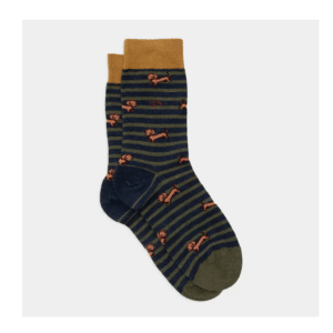 une paire de chaussettes en coton peigné "teckel" Billybelt, vue de face sur fond blanc