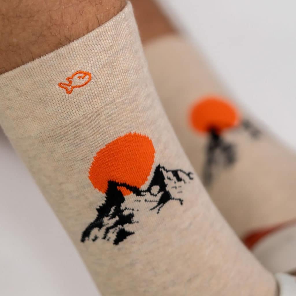 une paire de chaussette en coton peigné Mont Blanc Billybelt, zoom sur le motif