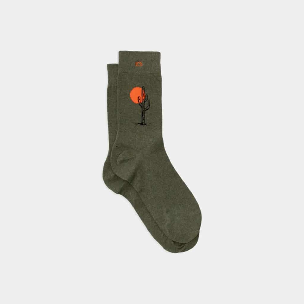 une paire de chaussette en coton peigné "saguaro" Billybelt, vue de face sur fond blanc