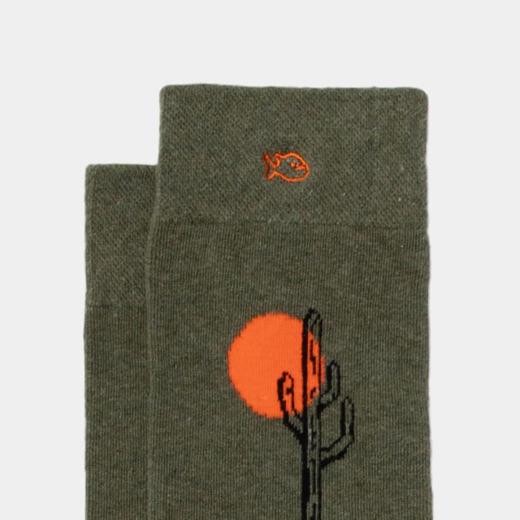 une paire de chaussette en coton peigné "saguaro" Billybelt, zoom sur le tissu