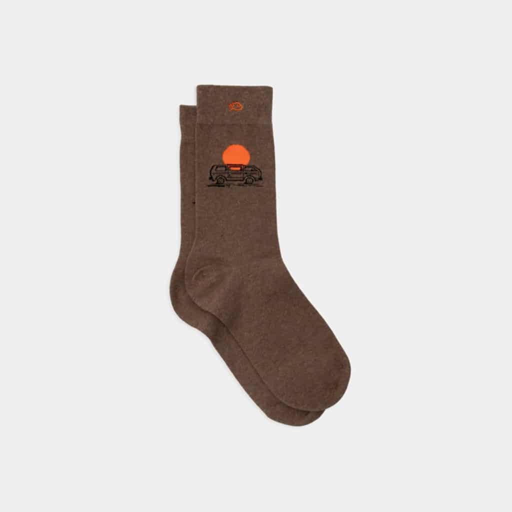 une paire de chaussette en coton peigné "Van trip" Billybelt, vue de face sur fond blanc