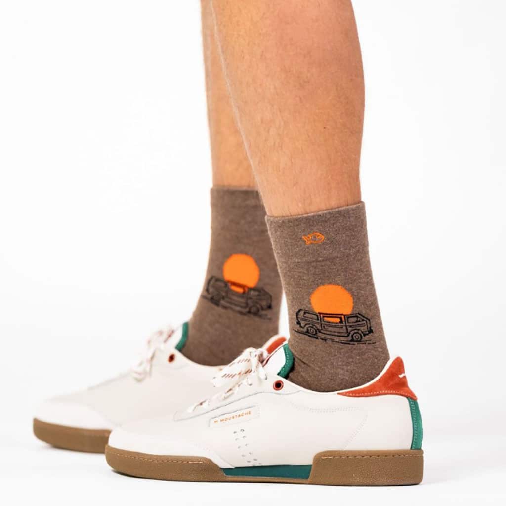 une paire de chaussette en coton peigné "Van trip" Billybelt, vue de côté