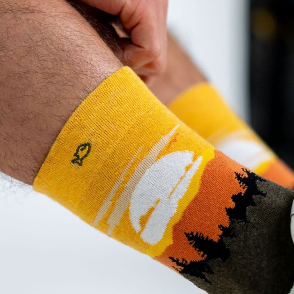 une paire de chaussettes en coton peigné "Yosemite" Billybelt, zoom sur le motif
