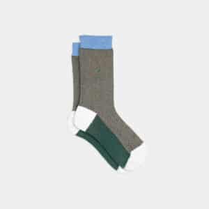 Une paire de chaussettes en coton peigné chevrons '"Brocéliande" Billybelt, vue de face sur fond blanc