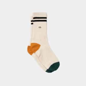 une paire de chaussette en coton peigné retro beige chiné et noir Billybelt, vue de face sur fond blanc