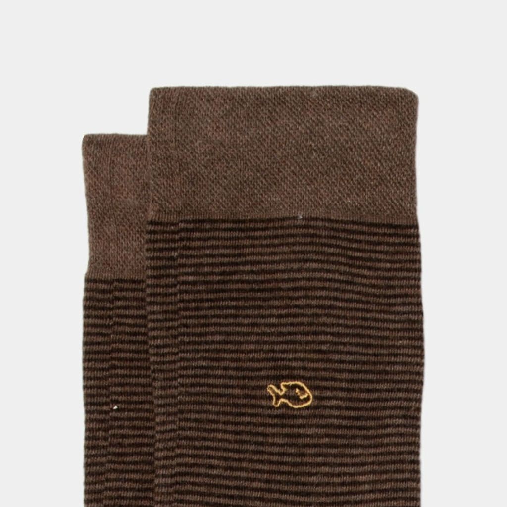 une paire de chaussettes en coton peigné rayées "hazelnut" Billybelt, zoom sur le motif