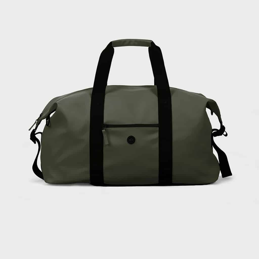 un sac de voyage duffle bag kaki 100% polyester avec revêtement en polyuréthane Billybelt, vue de face sur fond blanc