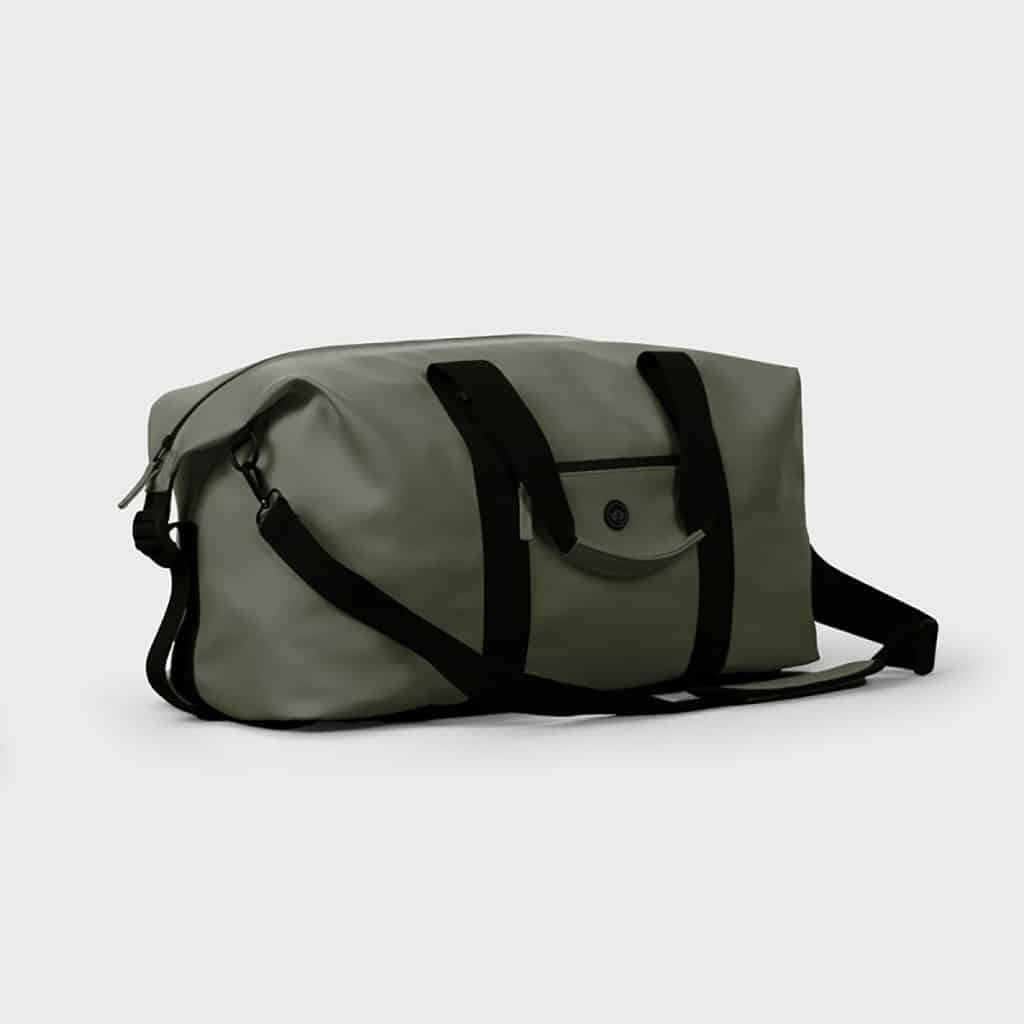 un sac de voyage duffle bag kaki 100% polyester avec revêtement en polyuréthane Billybelt, ambiance vue au sol