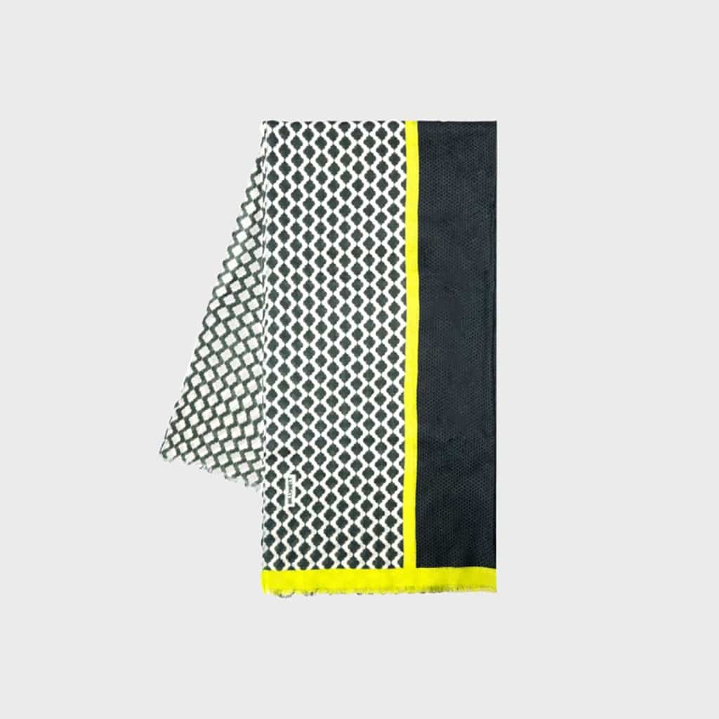 une écharpe 100% laine "Lemon Tree" Billybelt, vue de face sur fond blanc