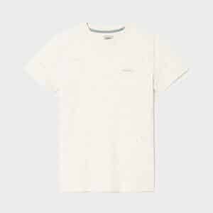 un t-shirt en coton biologique beige moucheté Billybelt, vue de face sur fond blanc