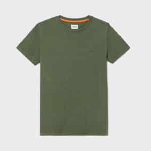 un t-shirt en coton biologique kaki Billybelt, vue de face sur fond blanc