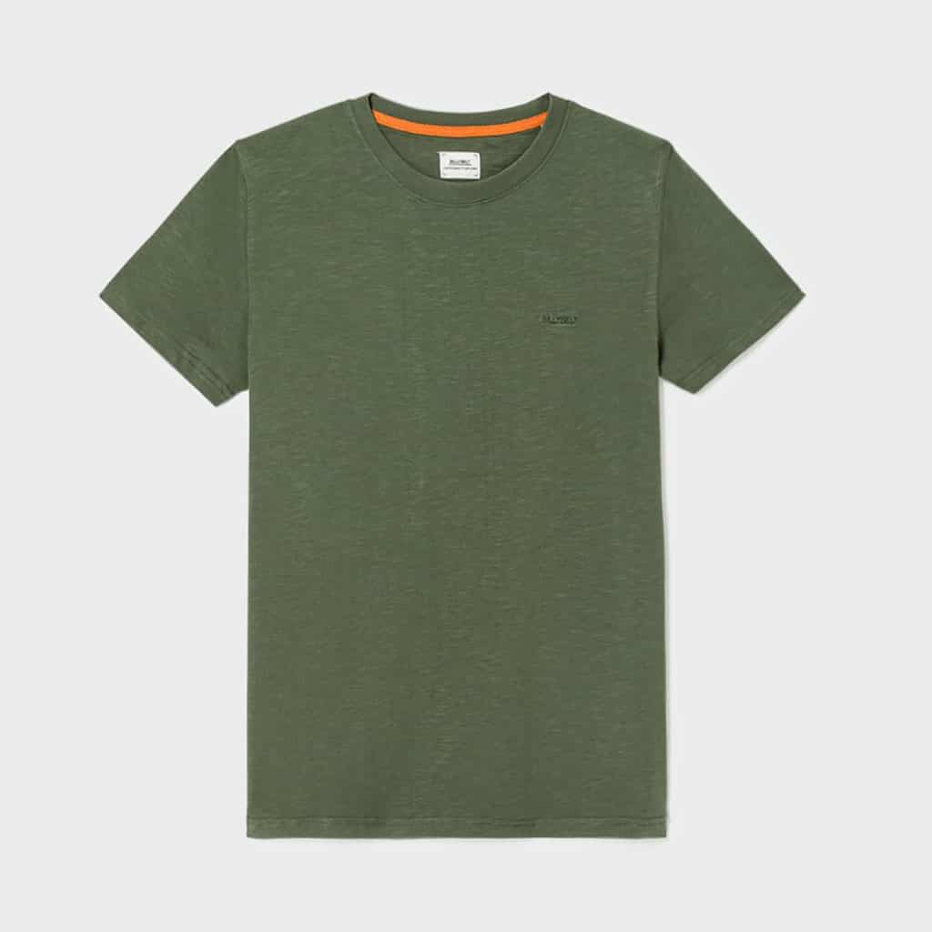 un t-shirt en coton biologique kaki Billybelt, vue de face sur fond blanc