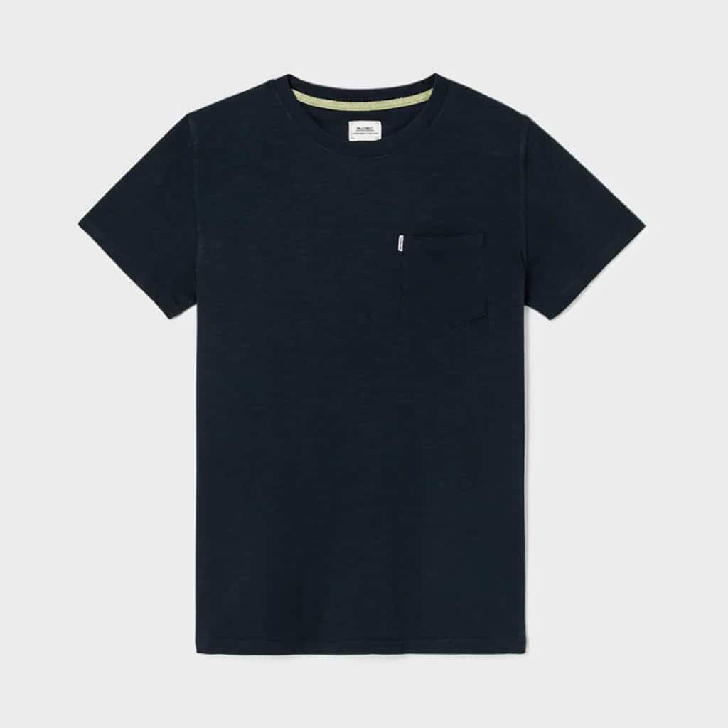 un t-shirt en coton biologique bleu marine Billybelt, vue de face sur fond blanc