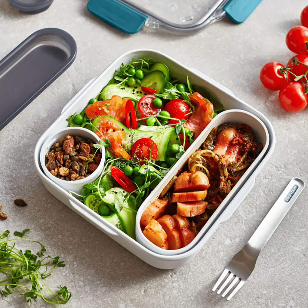 une boîte à déjeuner bleu Black+Blum, utilsée