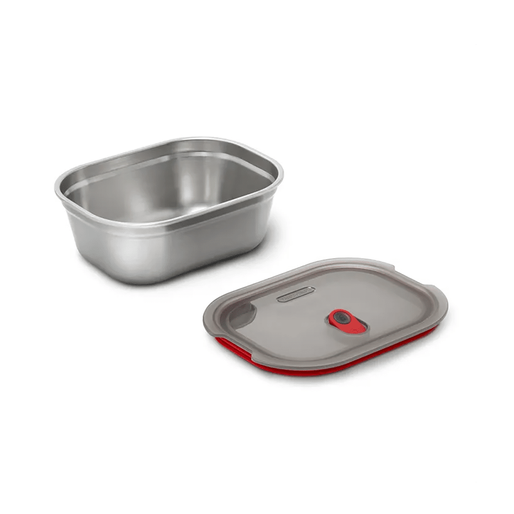 une boîte repas 1.2L acier inoxydable Black+Blum, vue de face sur fond blanc