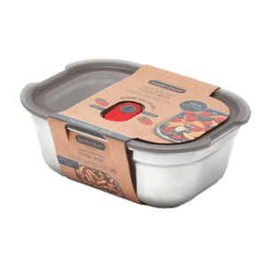 une boîte repas 600ml acier inoxydable Black+Blum, vue de face sur fond blanc